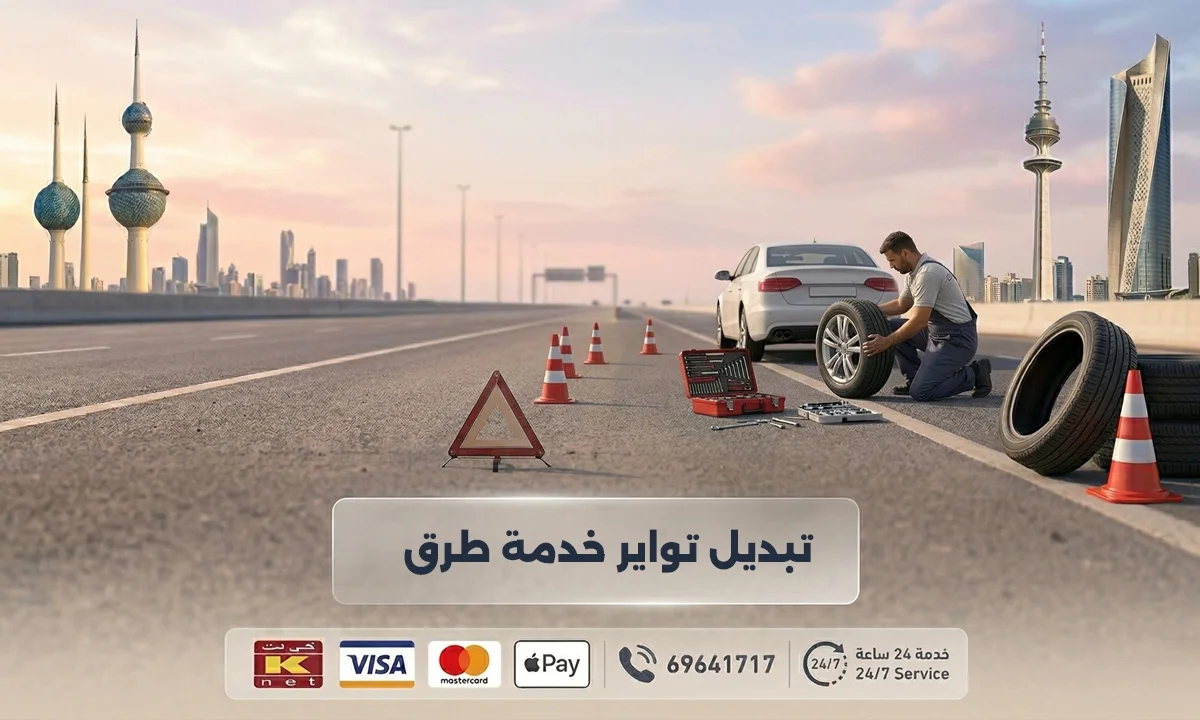 الفني يقدم خدمة بنشر متنقل على الطريق في الكويت