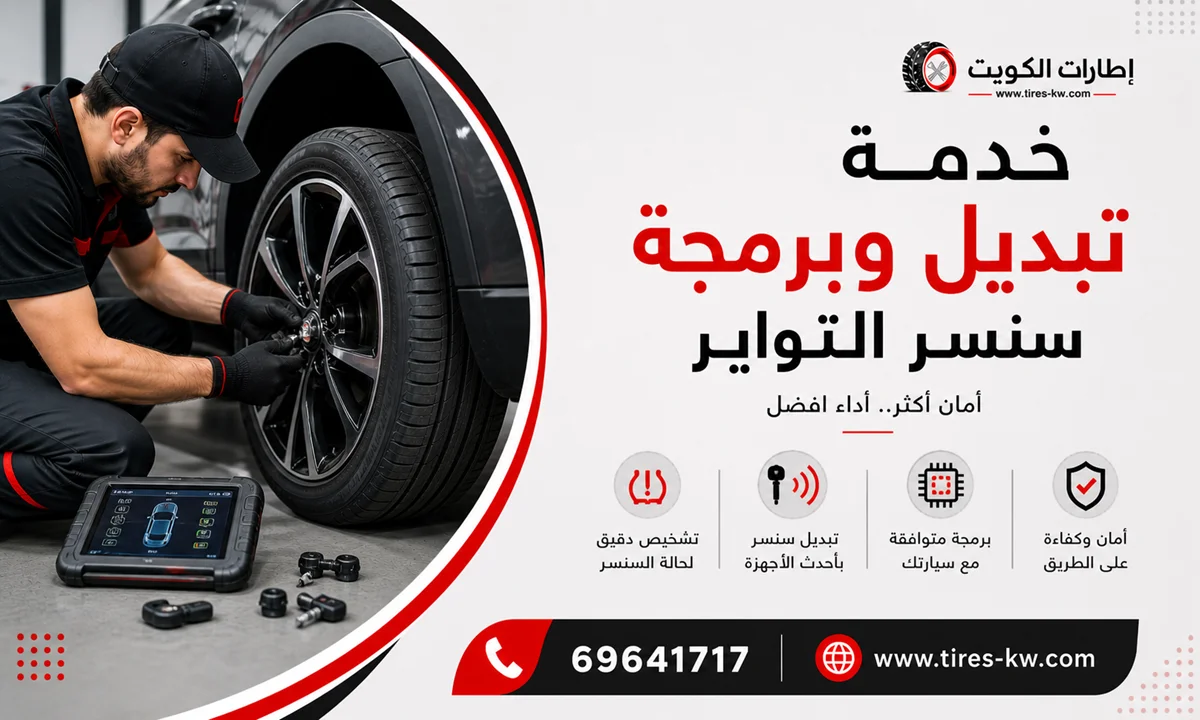 خدمة برمجة وتبديل سنسر اطارات سيارات عند البيت في الكويت (سنسور التواير) - كراج متنقل 24 ساعة
